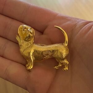 Trifari Gold Dog Brooch